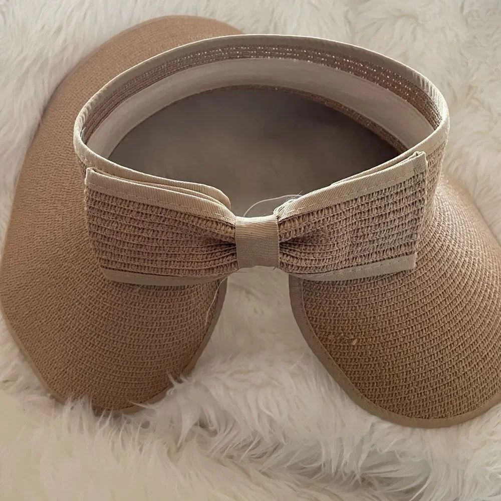 Tan straw sun visor hat - Picture 4 of 4